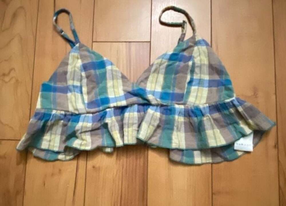 Urban Outfitters Plaid Madras Peplum Crop Camisole